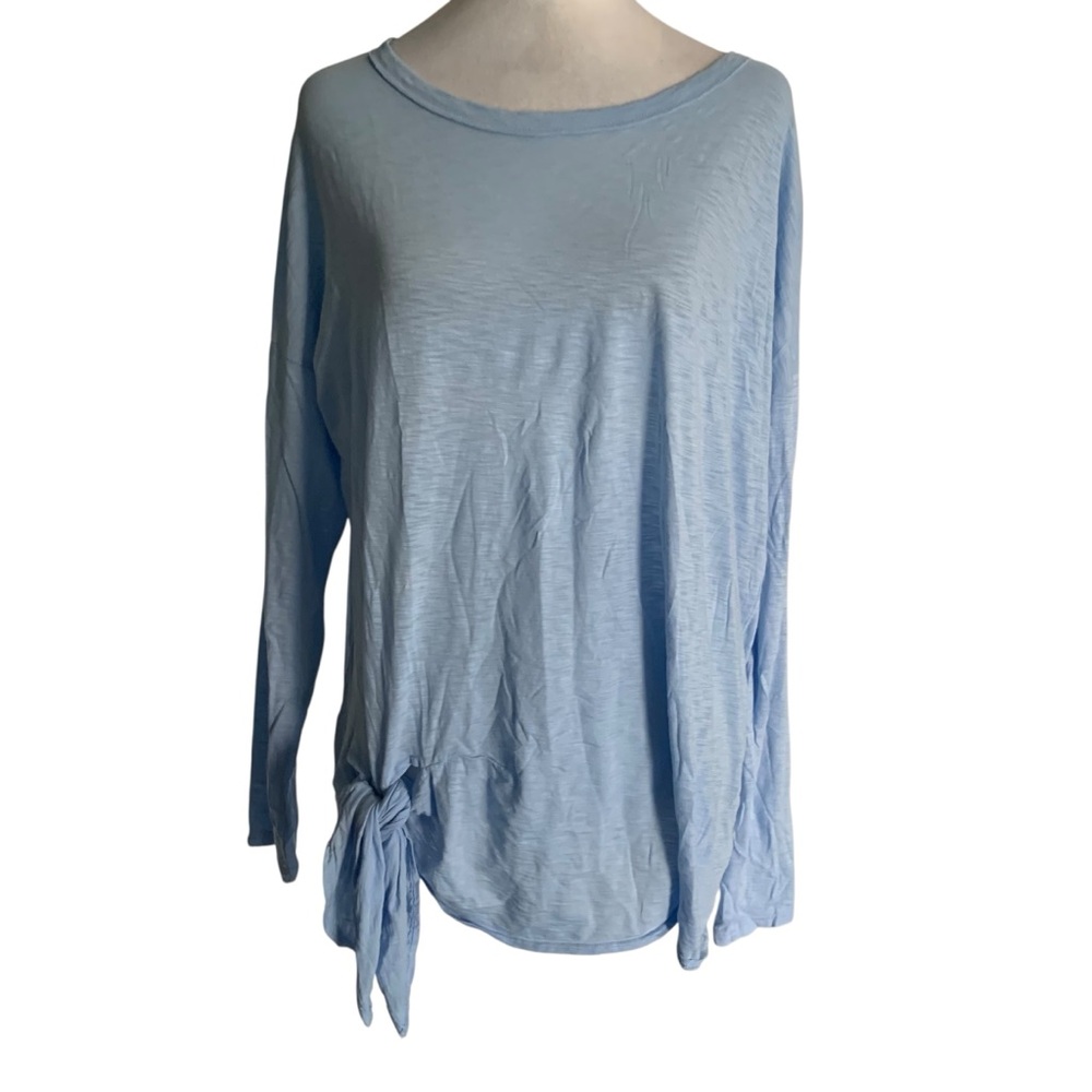 Michael Stars One Size Baby Blue Long Sleeve Top Pima Cotton Tee Shirt Tie Shirt
